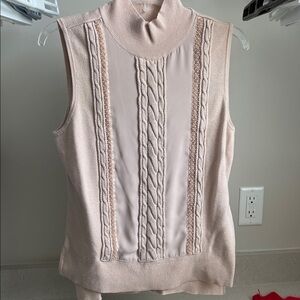 White House Black Market Light Pink Sleeveless Turtleneck Sweater